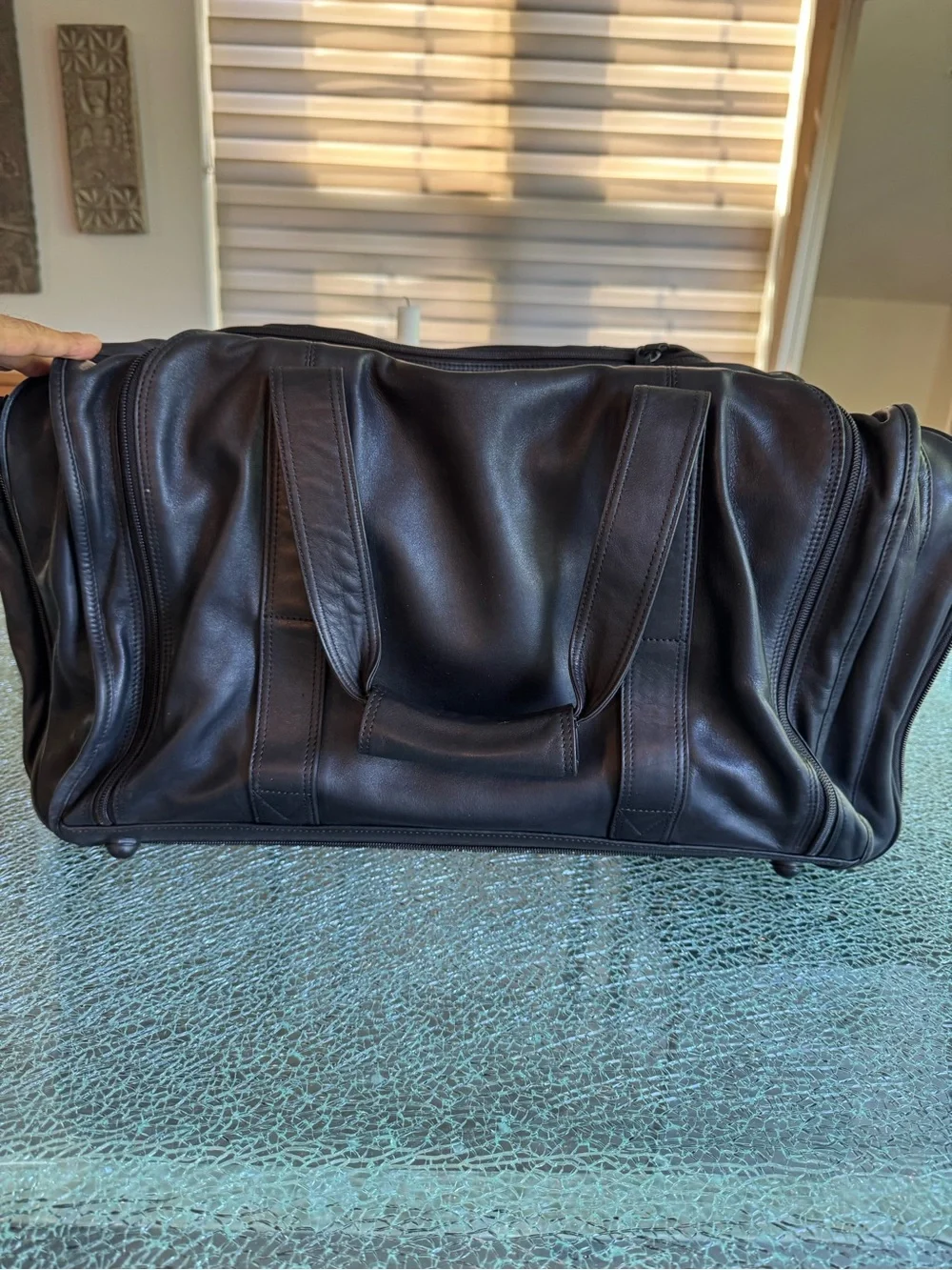 Tumi Classic Black Leather Weekender Duffel Bag - Men's Travel Bag